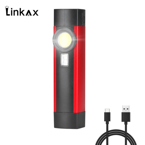 LED Flashlight COB Magnetic Work Light Portable Lanterna UV Flashlight 4 modes With Rechargeable 18650 battery USB Port ► Photo 1/6