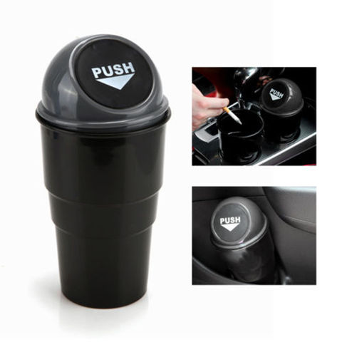 Mini Car Trash Bin Spring Cover Plastic Rubbish Dust Garbage Can Coin Holder Ashtray Cup Home Office Dustbin ► Photo 1/6
