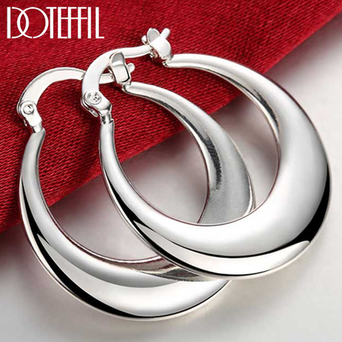 DOTEFFIL 925 Sterling Silver Circle Smooth U Shape Big Hoop Earrings For Women Wedding Engagement Jewelry ► Photo 1/6