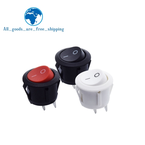 TZT 10Pcs Red Black White 20MM ON/OFF Round Rocker Toggle Switch 6A/250VAC 10A 125VAC Plastic Push Button Switch KCD1-105 ► Photo 1/6