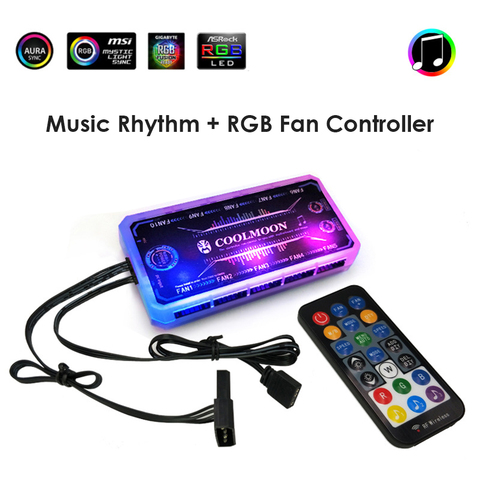 RGB Fan Controller 12cm Remote Control Computer Case 12V PC Cooling Chassis Silent Fan Hub for Connecting/Sync to Motherboard ► Photo 1/6