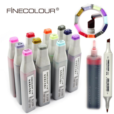 Finecolour Oily Alcoholic Marker Ink EF100/101/102 Universal 20ML Replenishing/Supplement/Fillable Liquid Ink 480 Colors EF900 ► Photo 1/6