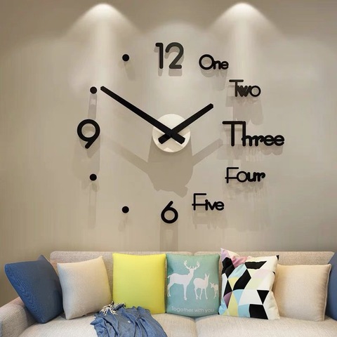 2022 New Fashion 3D big size wall clock mirror sticker DIY brief living room decor meetting room wall clock ► Photo 1/6