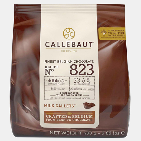 Chocolate milk Callebaut in callets 33,6% cocoa 823-e0-d94 0.4 kg ► Photo 1/2