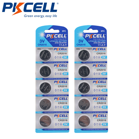 10Pcs 2Pack PKCELL CR2016 CR 2016 Battery 3V DL2016 KCR2016 LM2016 BR2016 EE6277 Lithium Button Coin Cell Bateria Batteries ► Photo 1/6