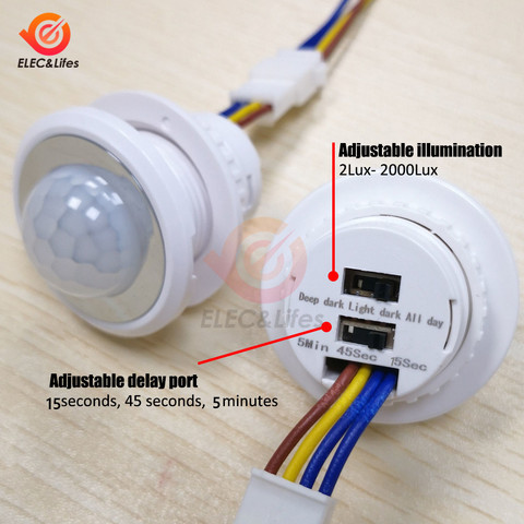 AC 85V-265V LED PIR Infrared Detector IR Infrared Motion Sensor Switch Adjustable Time Delay Switch for Home Lighting Induction ► Photo 1/6