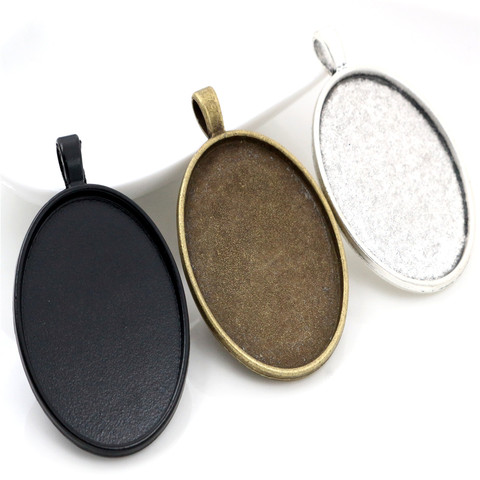 New Fashion 5pcs Fit 30x40mm Inner Size Antique Bronze And Silver Black Color Plated Classic Style Cabochon Base Setting Pendant ► Photo 1/1