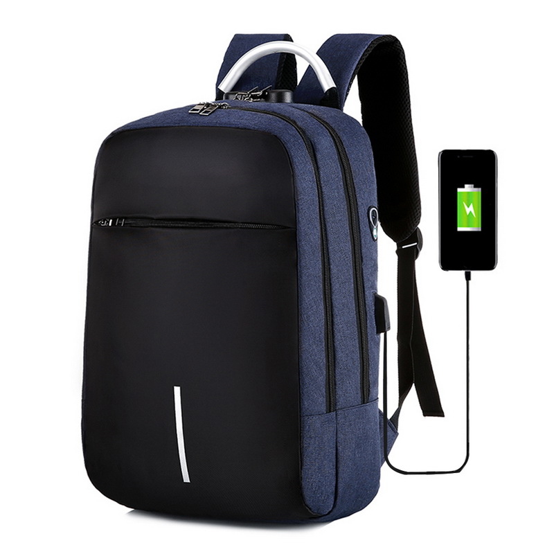 Unisex Laptop Waterproof Anti-Theft Backpack Nylon USB Port Business Travel Bag 