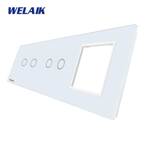 WELAIK EU Touch-Switch DIY-Parts-Glass-Panel Only-Wall Light-Switch  Crystal-Glass-Panel 2gang+0+0 Square-hole  A39228W/B1 ► Photo 1/3