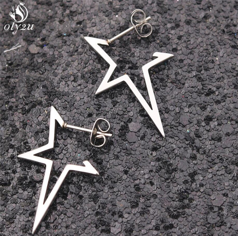 Oly2u Big Star Earrings Punk Stud Earrings Simplicity Stainless Steel Earrings for Women Jewelry 2022 Wholesale Oorbellen ► Photo 1/6