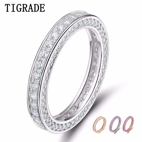 Tigrade Women 925 Sterling Silver Ring Cubic Zirconia For Female Wedding Engagement Band Girls Ring Anillo Plata Mujer Bague ► Photo 1/6