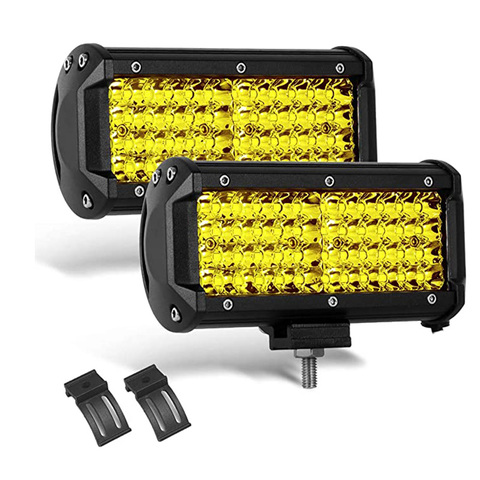 yellow light 7 Inch144W Combo Led Light Bars Spot Flood Beam for Work Driving Offroad Boat Car Tractor Truck 4x4 SUV ATV 12V 24V ► Photo 1/6