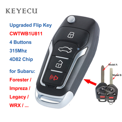 Keyecu Upgraded Flip Remote Car Key Fob 315MHz 4D82 Chip 4 Button for Subaru Forester Impreza Legacy 2012-2017 FCC: CWTWB1U811 ► Photo 1/2