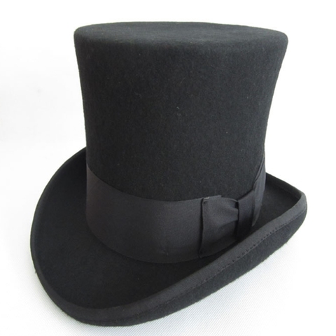 WZCX Wool Bow Solid Color Perform Magician Hat Unisex Fashion New Personality Flat Top High Jazz Cap Top Hat ► Photo 1/4