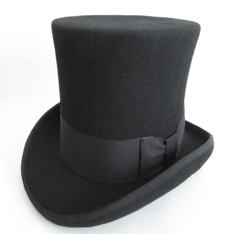 WZCX Wool Bow Solid Color Perform Magician Hat Unisex Fashion New Personality Flat Top High Jazz Cap Top Hat ► Photo 1/4