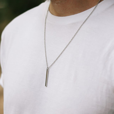 men necklace stainless steel Necklace Women Men Simple Long Chain Rectangular pendant Necklace Statement Couples Choker Gifts ► Photo 1/6