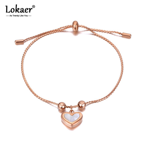 Lokaer Original Design Fashion Stainless Steel Shell Heart Charm Bracelets For Women Bohemia Adjustable Bracelet Jewelry B20154 ► Photo 1/6