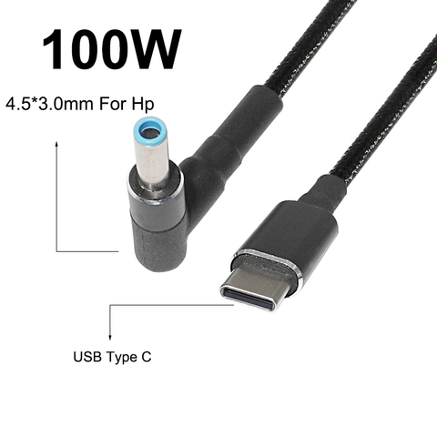 1.8M 100W USB C to 4.5x3.0mm Dc Plug Converter USB Type C Laptop Power Adapter Cable for Hp Elitebook Folio Spectre Pavilion ► Photo 1/5