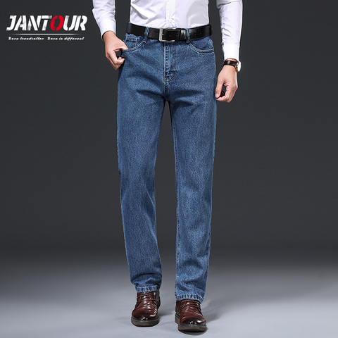 Spring Autumn Loose Jeans Men's Business Cotton Classic Straight Middle Aged Denim Pants for men Thick Trousers Mens 29-40 42 ► Photo 1/6