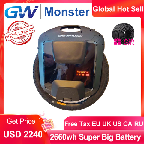 Gotway Monster 3 Plus 22inch Electric unicycle TiTan 3th Monster 100V 2700Wh Full Black Dual Headlight 21700 battery ► Photo 1/6