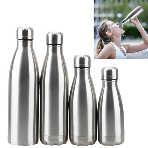Single Wall Water Bottle 350ML 500ML 750ML 1000ML Stainless Steel Insulated Vacuum Flask Hot Cold Water Cola Bottle ► Photo 1/6