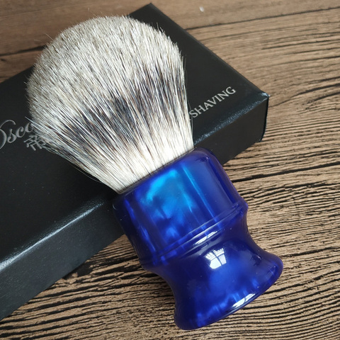 Dscosmetic super badger hair knot shaving brush with ocean  resin handle ► Photo 1/6