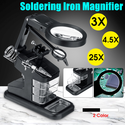 Durable Soldering Iron Station Stand Welding Magnifying Glass Clip Clamp 3 Hand Helping Desktop Magnifier Soldering Repair Tool ► Photo 1/6