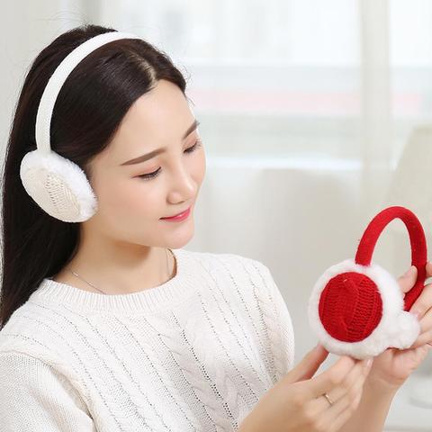 Fashion Earmuffs Women Winter Warm Plush Knitted Earmuff Ear Warmer Accessory Gift  Girl Fur Winter Ear Warmer Earmuffs Headband ► Photo 1/6