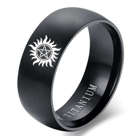 Fashion Signet Ring Men's Sun Power Supernatural Ring Titanium Steel Ring For Men Jewelry Wedding Engagement Gifts Accessories ► Photo 1/1