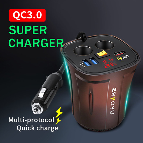 9V 8A Phone Usb 12V Car Charger Cup for iphone samsung huawei Xiaomi Dual Cigarette Lighter Socket Adapter Fast Charger QC 3.0 ► Photo 1/6