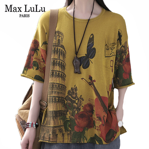 Max LuLu 2022 Korean New Fashion Summer Knitwear Ladies Casual Printed Sweaters Women Vintage Oversized Pullovers Female Jumpers ► Photo 1/6