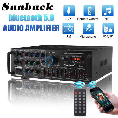Bluetooth 5.0 Amplifier Home Karaoke Player Stereo Audio Amp