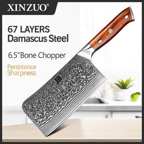 XINZUO 6. 5''inch Butcher's Knife Damascus Steel Kitchen Knives Stainless Steel Vegetables Meat Bone Chopper Knife Knives ► Photo 1/6