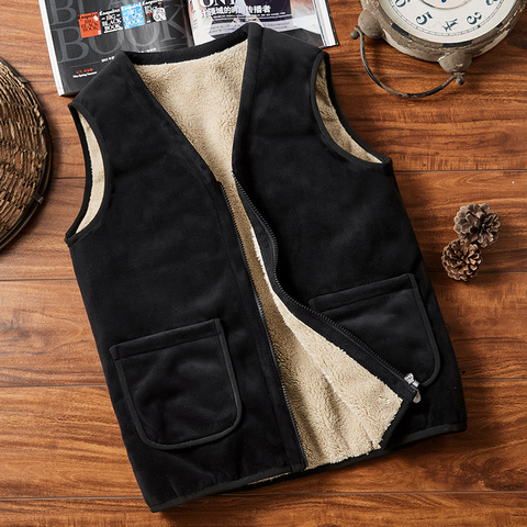 Casual Sleeveless Jacket Autumn Winter Men Warm Fleece Mens Vest Jacket Velvet Thick Sleeveless Men's Vest Gilet Clothing 5XL ► Photo 1/6