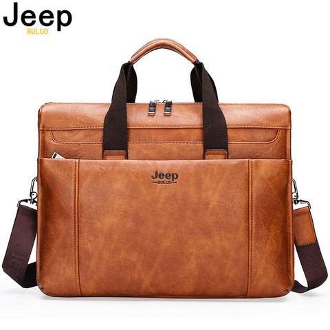 JEEP BULUO Men's Briefcase Leather Laptop Bag For A4 Bag Men's Leather Bag Briefcase Handbag Business Office Bag For Men ► Photo 1/6