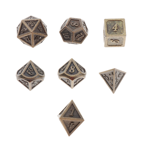 7 Pieces Durable Metal Dices Set - DND Game Polyhedral Solid Metal D&D Dice Set for Role Playing Game Dungeons and Dragons ► Photo 1/6