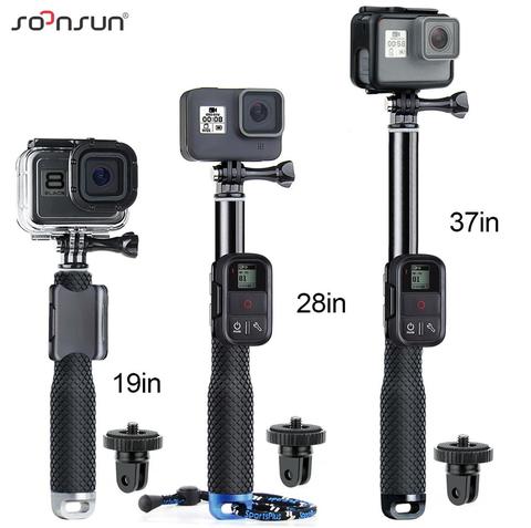 SOONSUN Extendable Waterproof Monopod Pole Selfie Stick + Wifi Remote Clip + Tripod Adapter Mount for GoPro Hero 9 8 7 6 5 4 3 2 ► Photo 1/6