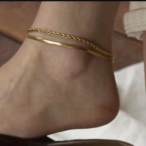 Stainless Steel Women Chain Anklet Summer Chevron Snake Chain Link Ankle Foot Bracelet Gift for Her ► Photo 1/6