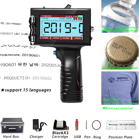 12.7mm variable QR Bar batch code date number logo expiry date label mobile portable hand jet handheld thermal inkjet printer ► Photo 1/6