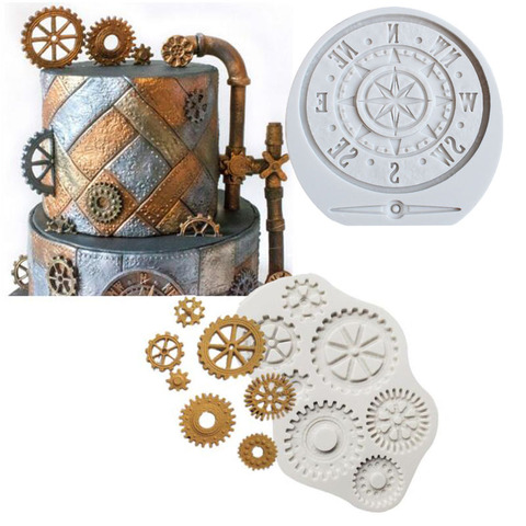 Aouke Gear Clock Silicone Decorating Molds Cake Silicone Mold Sugarpaste Candy Chocolate Gumpaste Clay Mould ► Photo 1/1