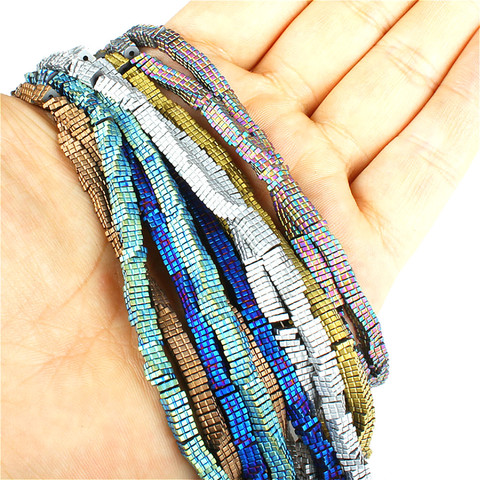 Natural Stone Hematite Loose Beads 4x1m Color Plated Square Separator Beads For Jewelry DIY Necklace Bracelet Accessories 16Inch ► Photo 1/6