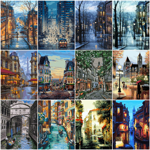 HUACAN Picture By Numbers City Landscape Acrylic Drawing Canvas Wall Art Oil Painting By Number Venice DIY Home Decoration Gift ► Photo 1/6