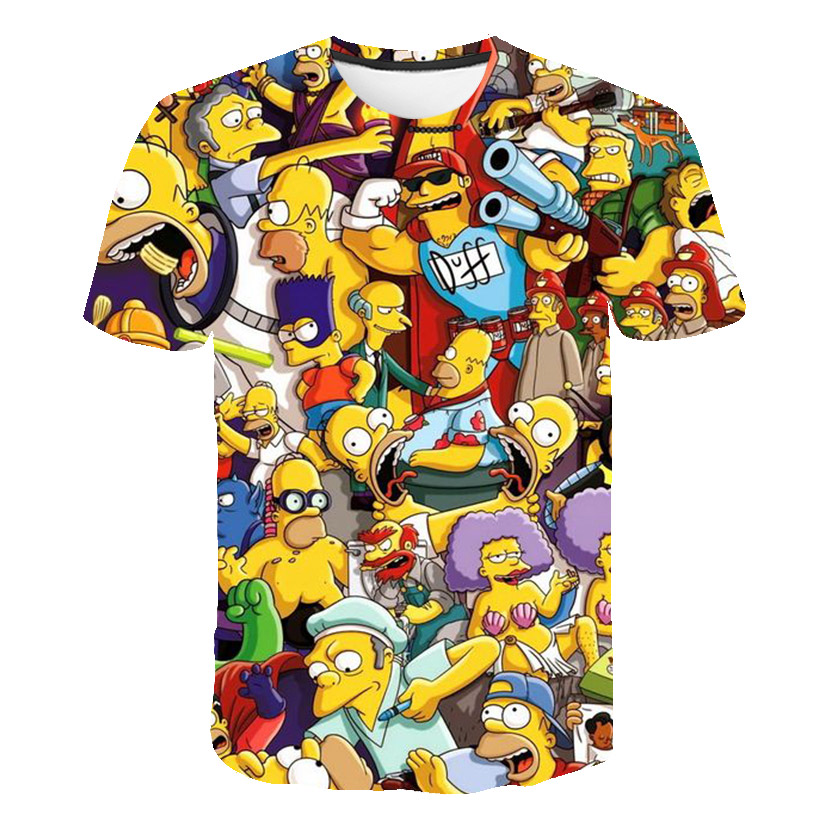Fashion The Simpsons Funny 3D Print T-Shirt Women/men's Casual Short Sleeve