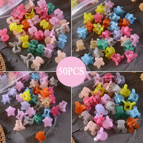 50PCS/Set Small Hair Crabs For Girls Acrylic Cute Candy Color Flower Star Hair Clip Clamp Children Mini Hairpin Hair Accessories ► Photo 1/6