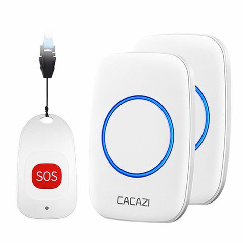 CACAZI Smart Home Wireless Pager Doorbell Old man Emergency Alarm Calling Bell US EU UK Plug 80m Remote Lanyard SOS Button ► Photo 1/5