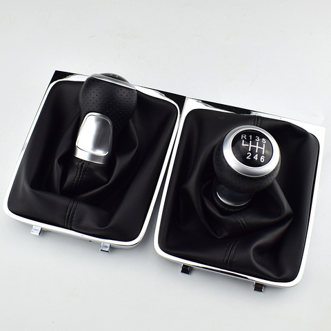 5 6 Speed Gear Head Black Shift Knob Gear Knob Boot Gaiter Frame For Volkswagen VW Passat B6 ► Photo 1/6