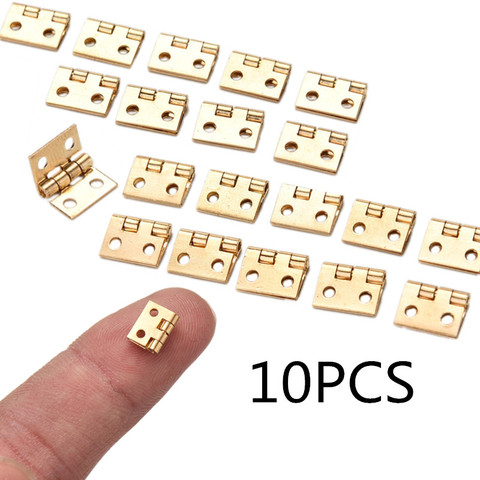 10Pcs Brass Plated Mini Hinge Small Decorative Jewelry Wooden Box Cabinet Door Hinges With Nails Dollhouse Furniture Acc ► Photo 1/6