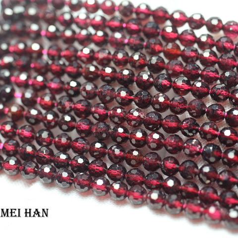 Free Shipping natural faceted wine red garnet 4mm (2strands/set) round loose beads stone wholesale for jewelry design ► Photo 1/3