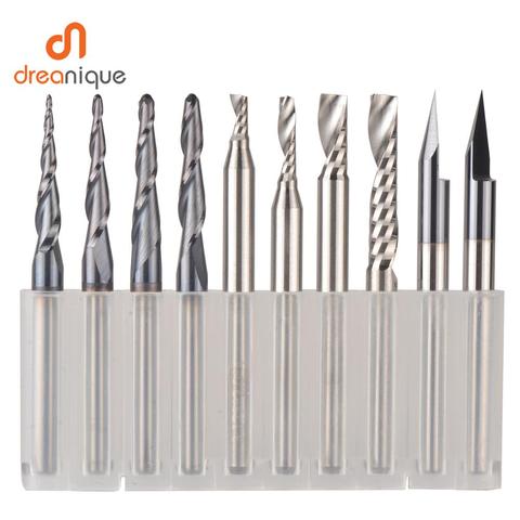 CNC Solid Carbide engraving bits milling cutter woodwork set 3.175mm 6.35mm 6mm shank router bits for carving wood tools ► Photo 1/6