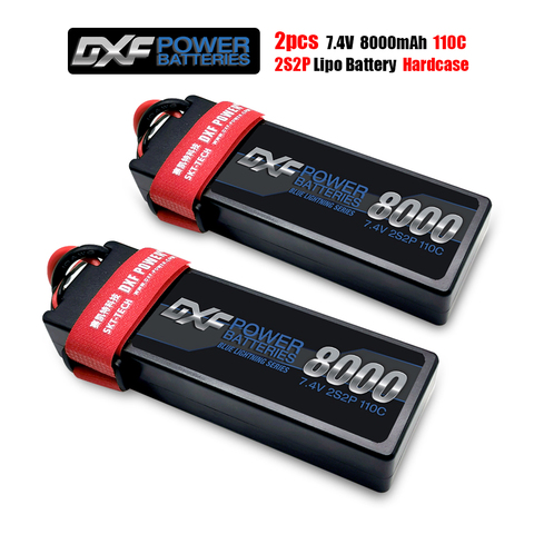 2PCS DXF Shorty lipo Battery 2S 7.4V 8000mah 7000mah 5200mah 110C 60C 50C 7.6V 6000mAh 120C with 4mm Competition  for 1/10 Buggy ► Photo 1/6